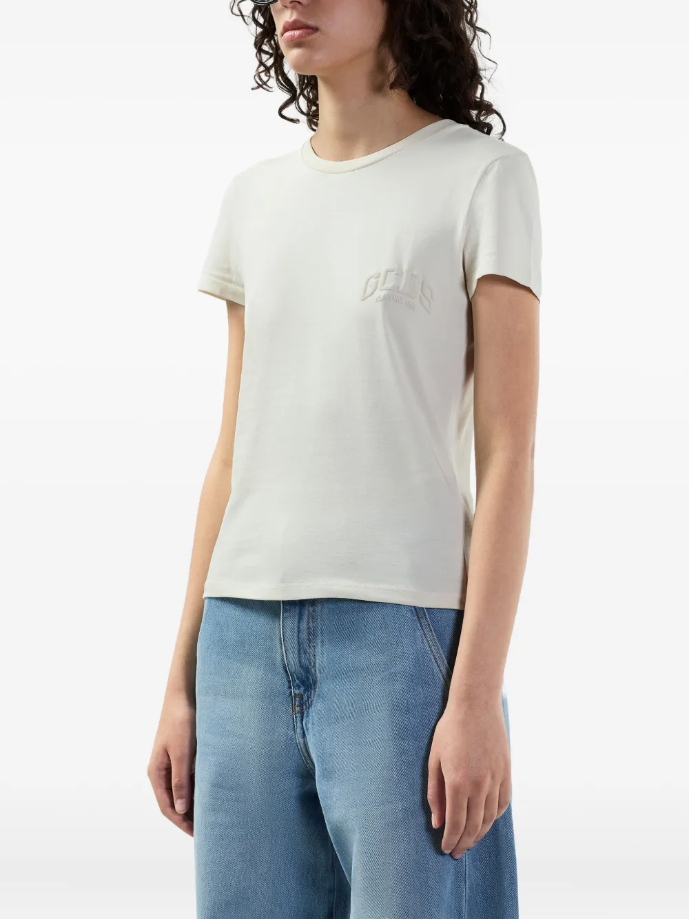 GCDS T-shirt met patchpatroon Beige