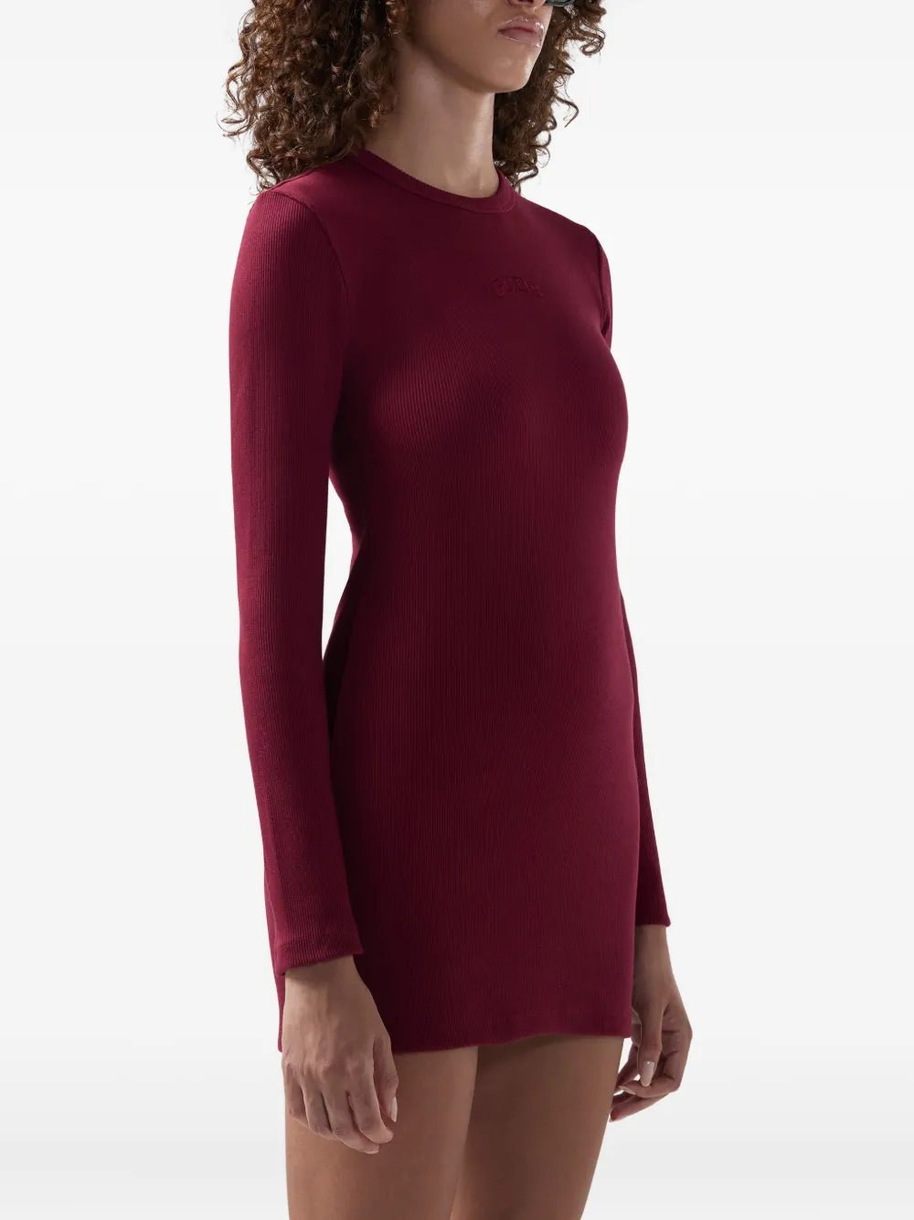 Gcds Ribbed Long-sleeve Dress In Animal Print