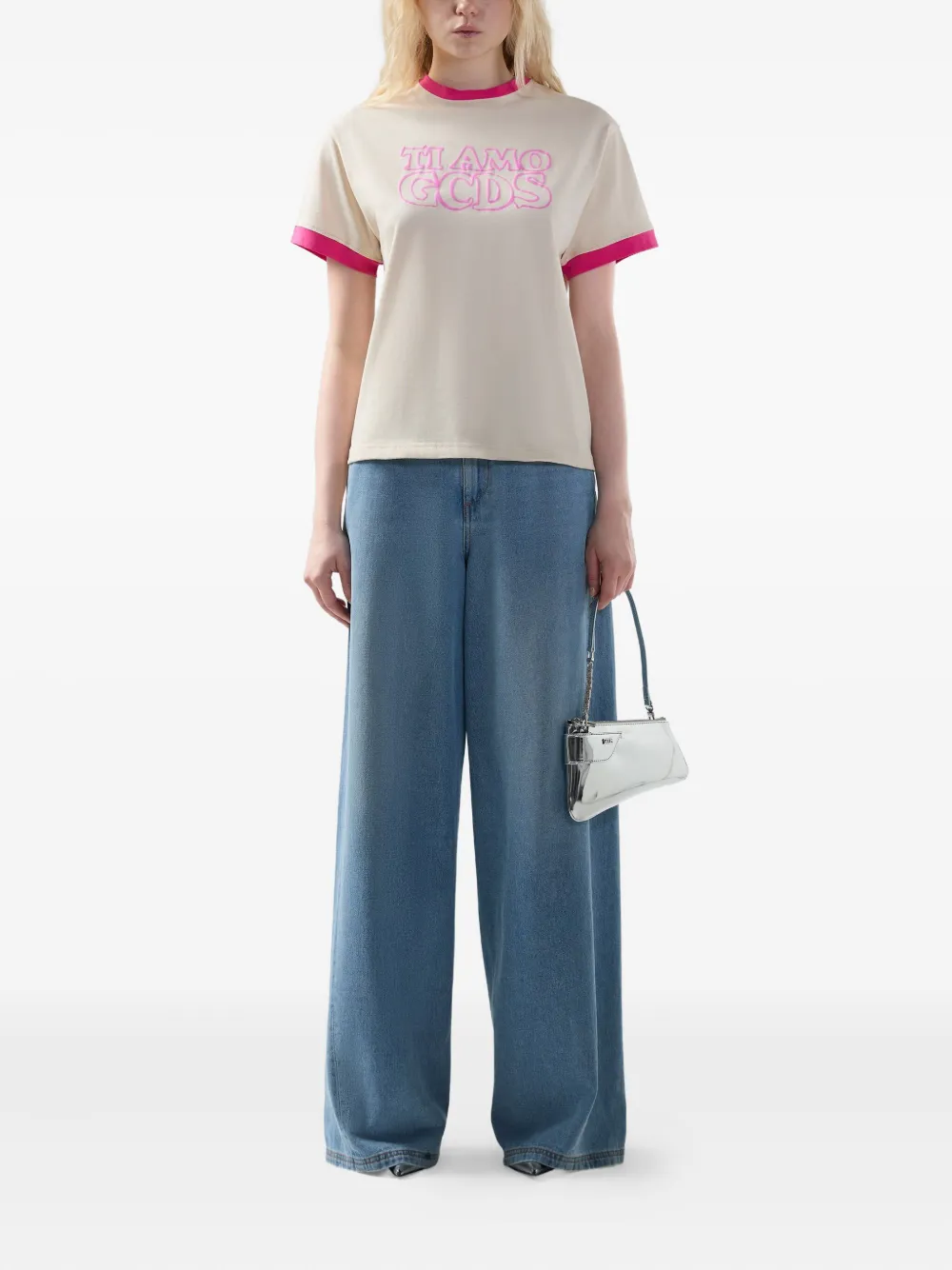 Gcds Ringer Graphic T-shirt In Neutral