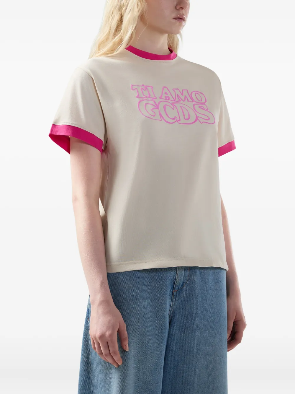 Gcds Ringer Graphic T-shirt In Neutral
