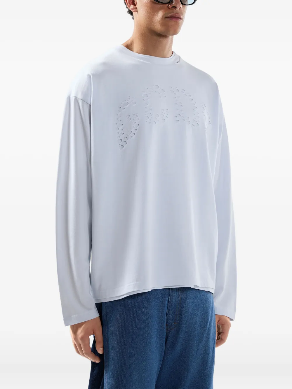 GCDS T-shirt met uitgesneden logo en lange mouwen Wit