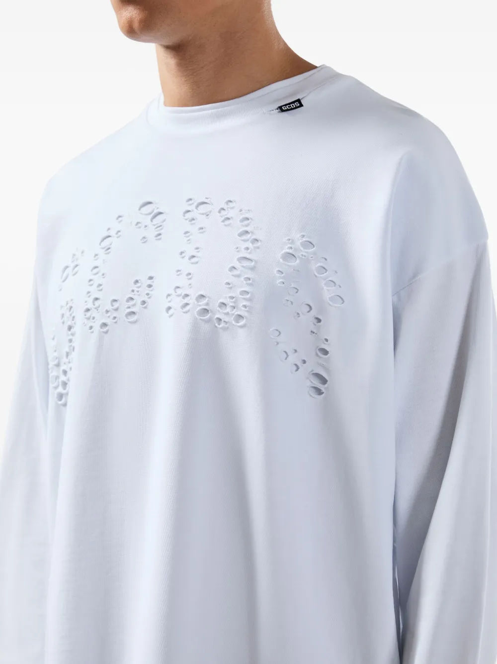 GCDS T-shirt met uitgesneden logo en lange mouwen Wit
