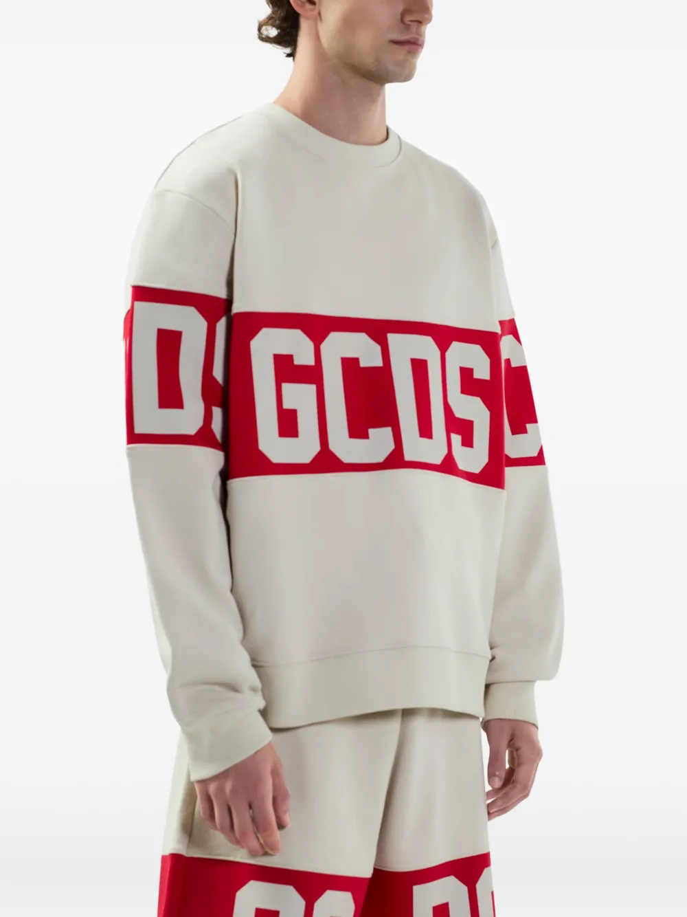 GCDS Trui met logostreep Beige