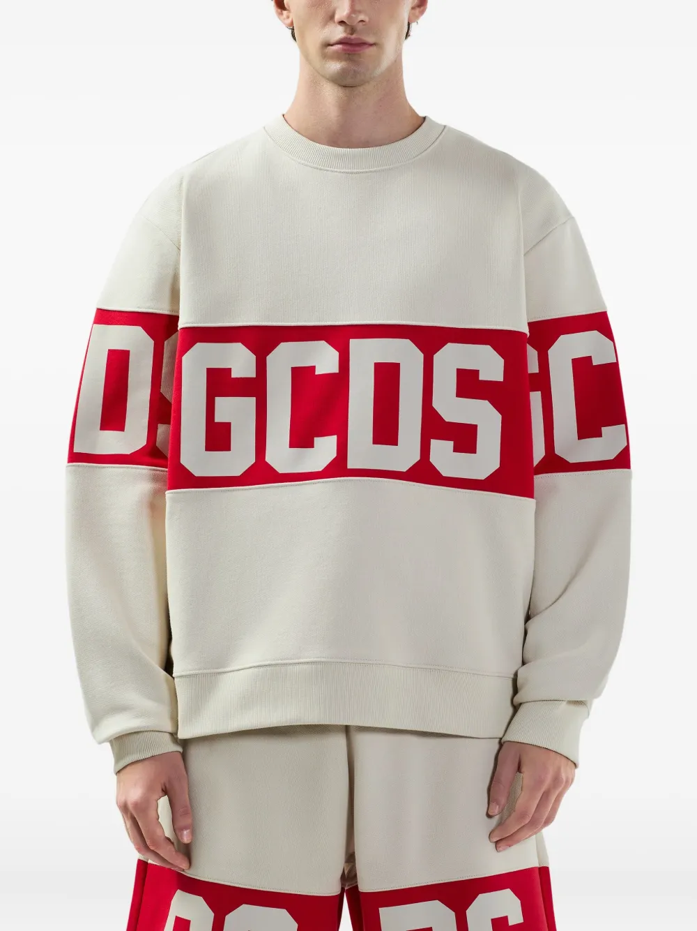 GCDS Trui met logostreep Beige