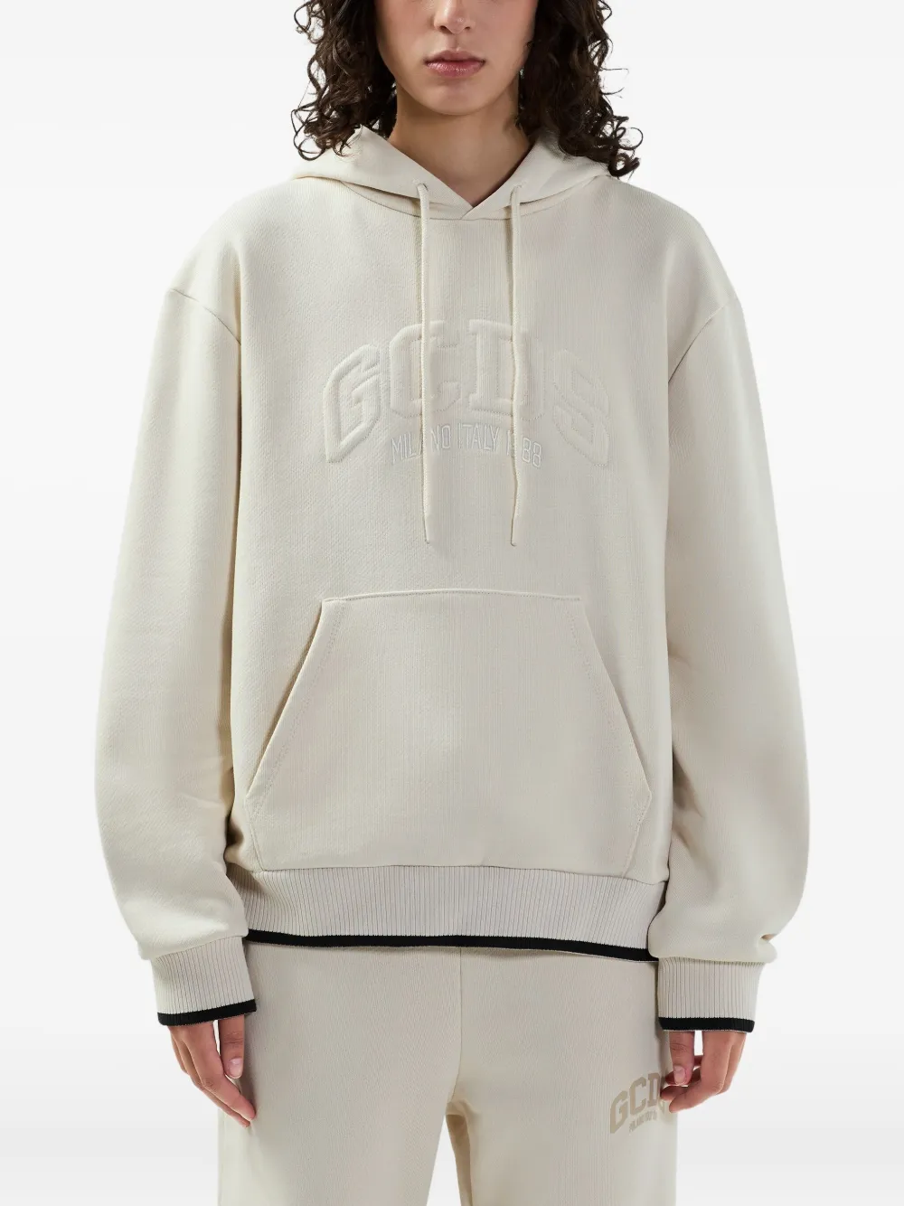GCDS Hoodie met logo-reliëf Beige