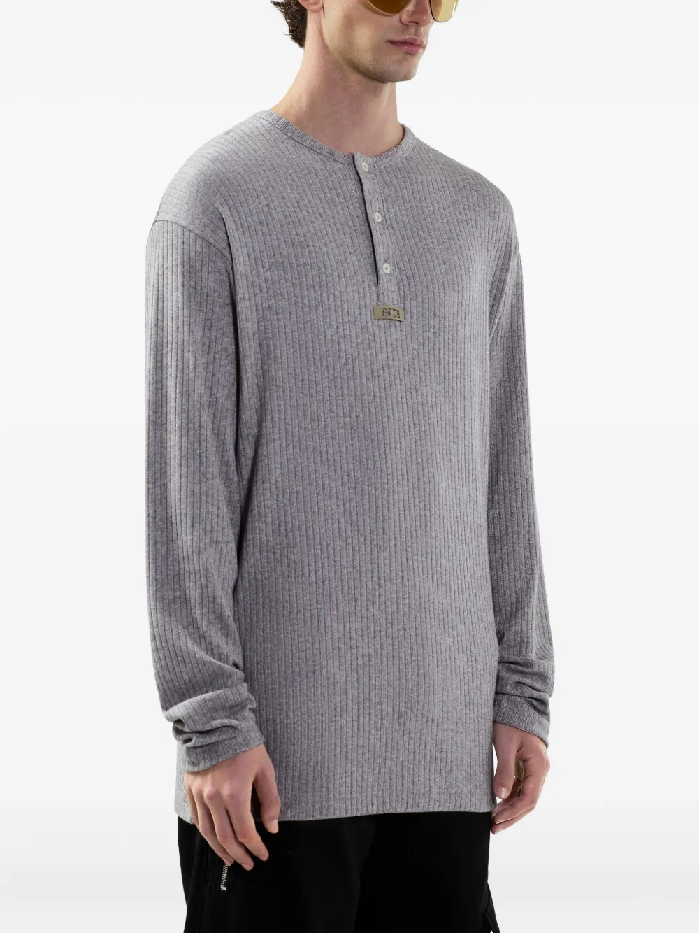 GCDS Geribbeld T-shirt met knopen Grijs