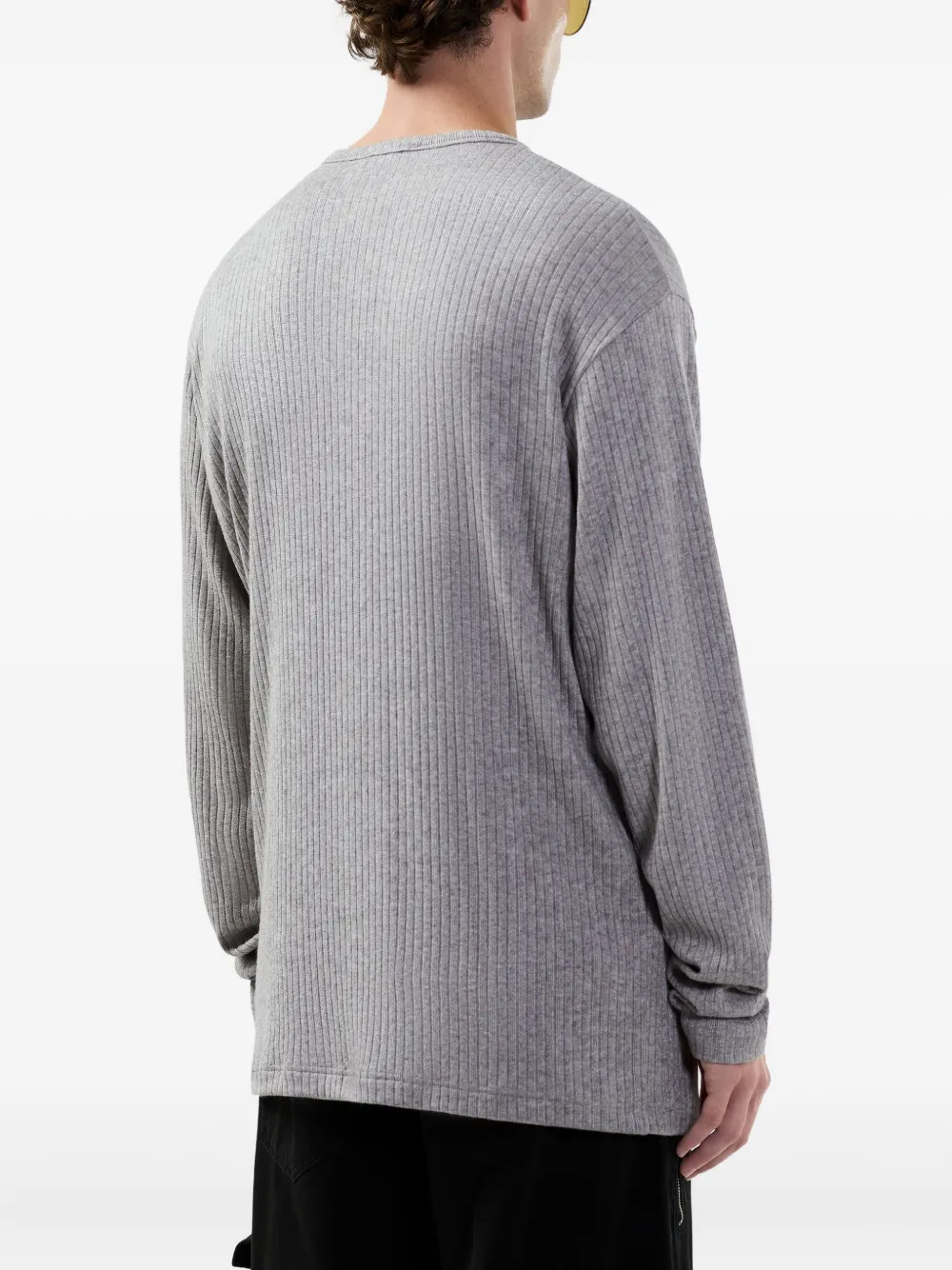 GCDS Geribbeld T-shirt met knopen Grijs