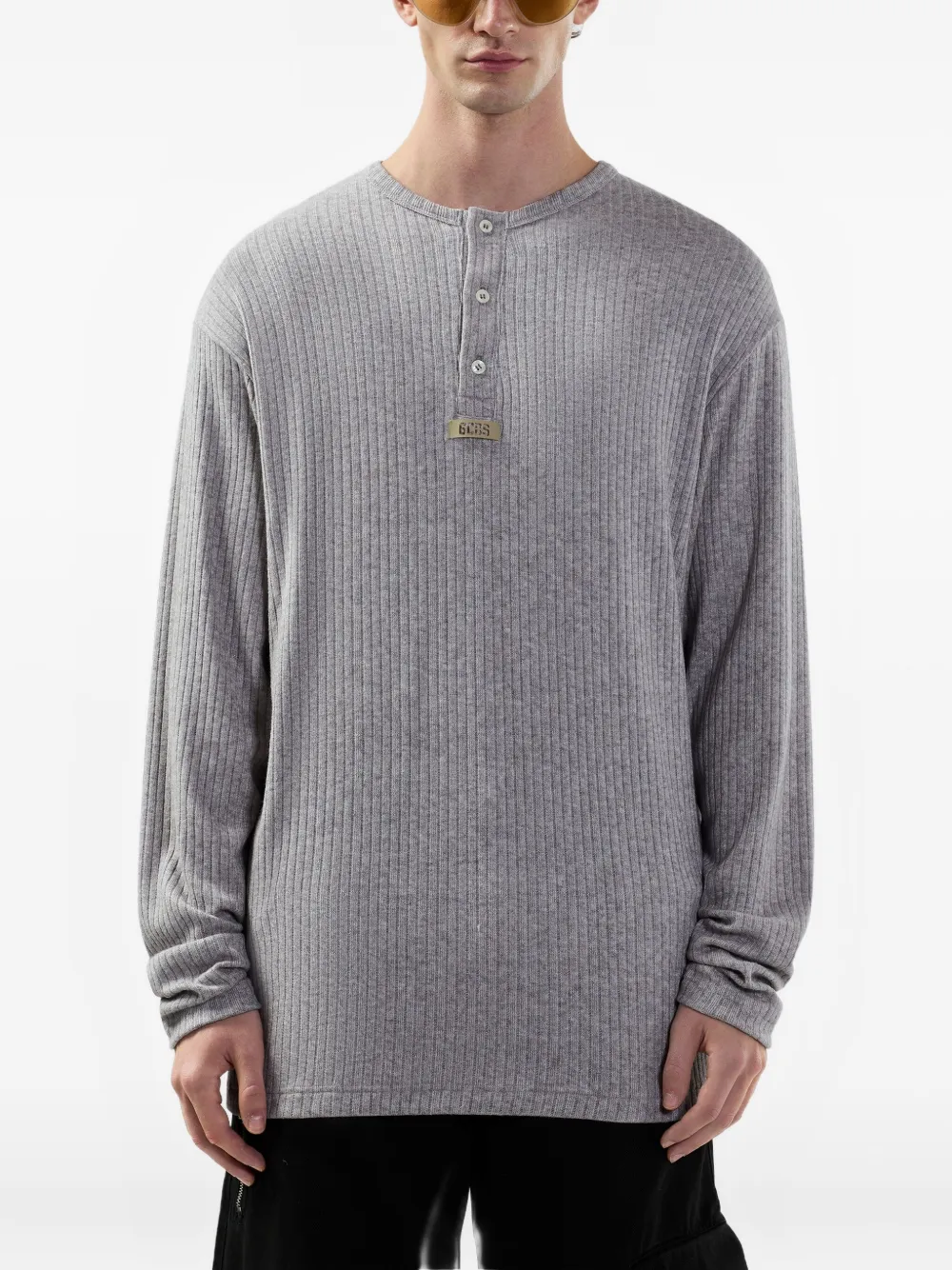 GCDS Geribbeld T-shirt met knopen Grijs