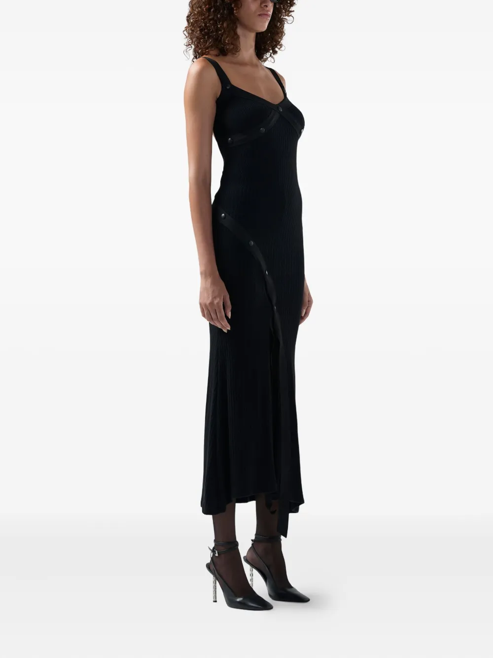 GCDS Jurk met bandjes met knopen Zwart