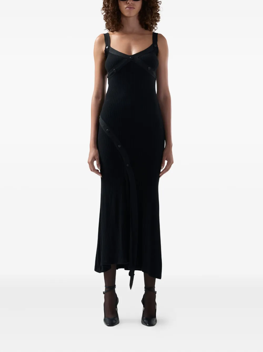 GCDS Jurk met bandjes met knopen Zwart