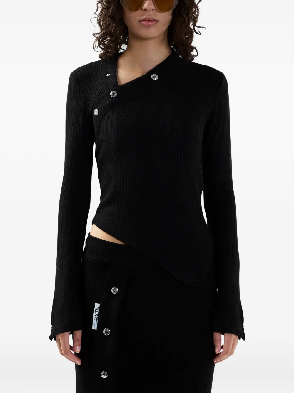 GCDS Asymmetrische top met knopen Zwart