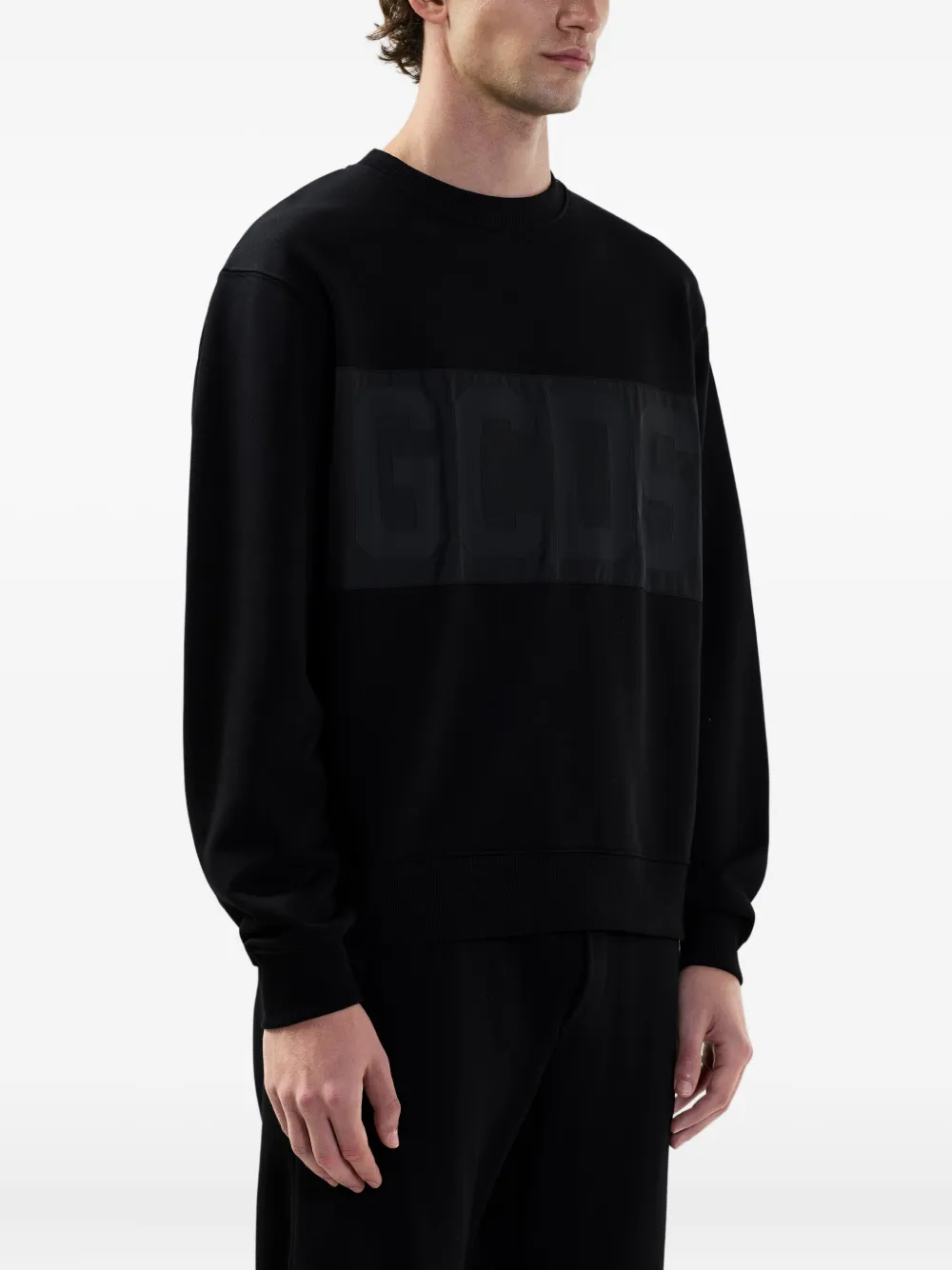 GCDS Sweater met logo en vlakken Zwart