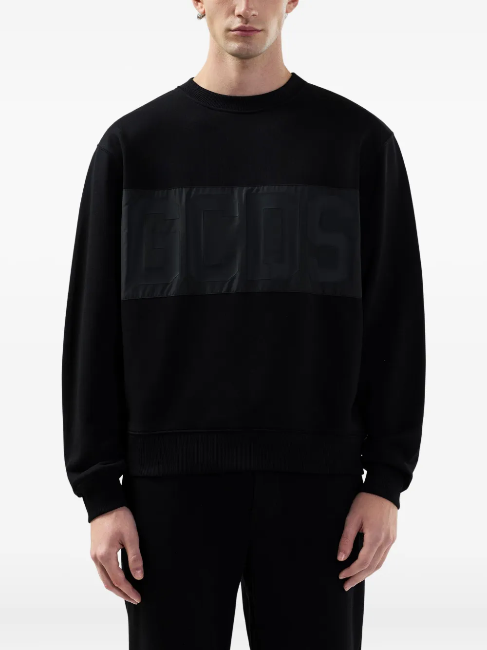 GCDS Sweater met logo en vlakken Zwart