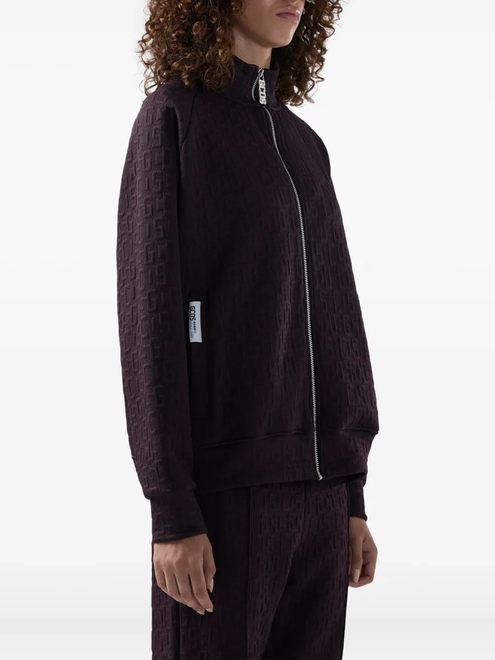 Gcds Zip Patterned Jacket In Black