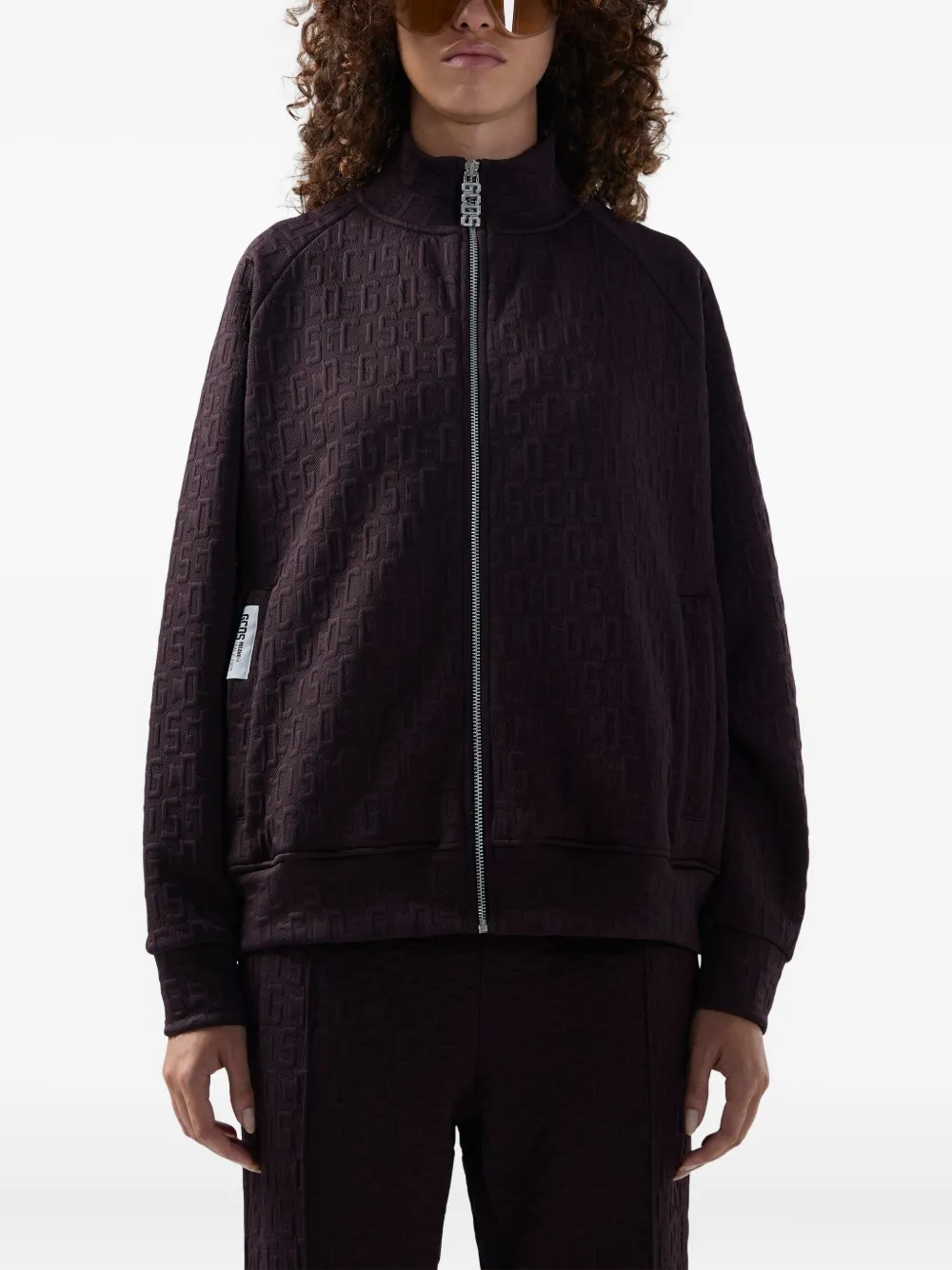 Gcds Zip Patterned Jacket In Black