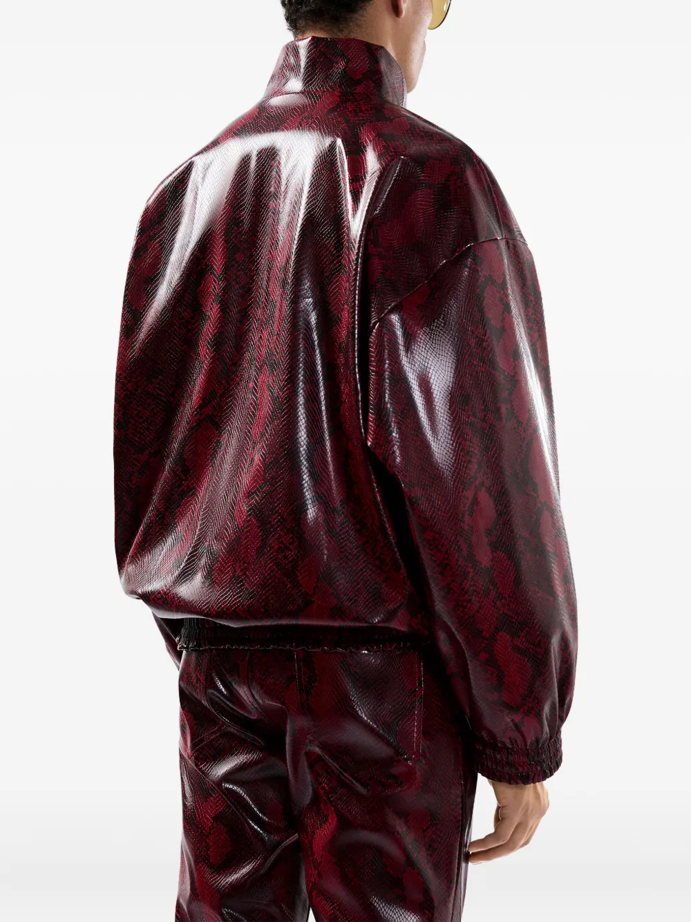 Gcds Zip Snakeskin Jacket In Red