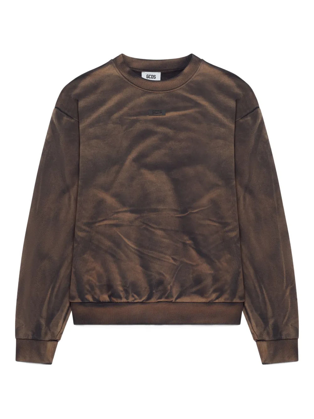 Gcds Solarized Crewneck Sweatshirt With Logo Patch In Brown