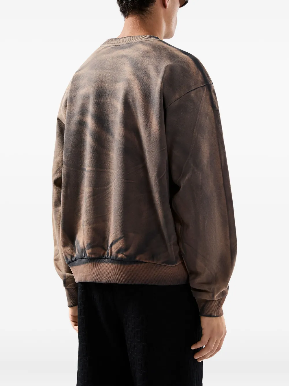 Gcds Solarized Crewneck Sweatshirt With Logo Patch In Brown