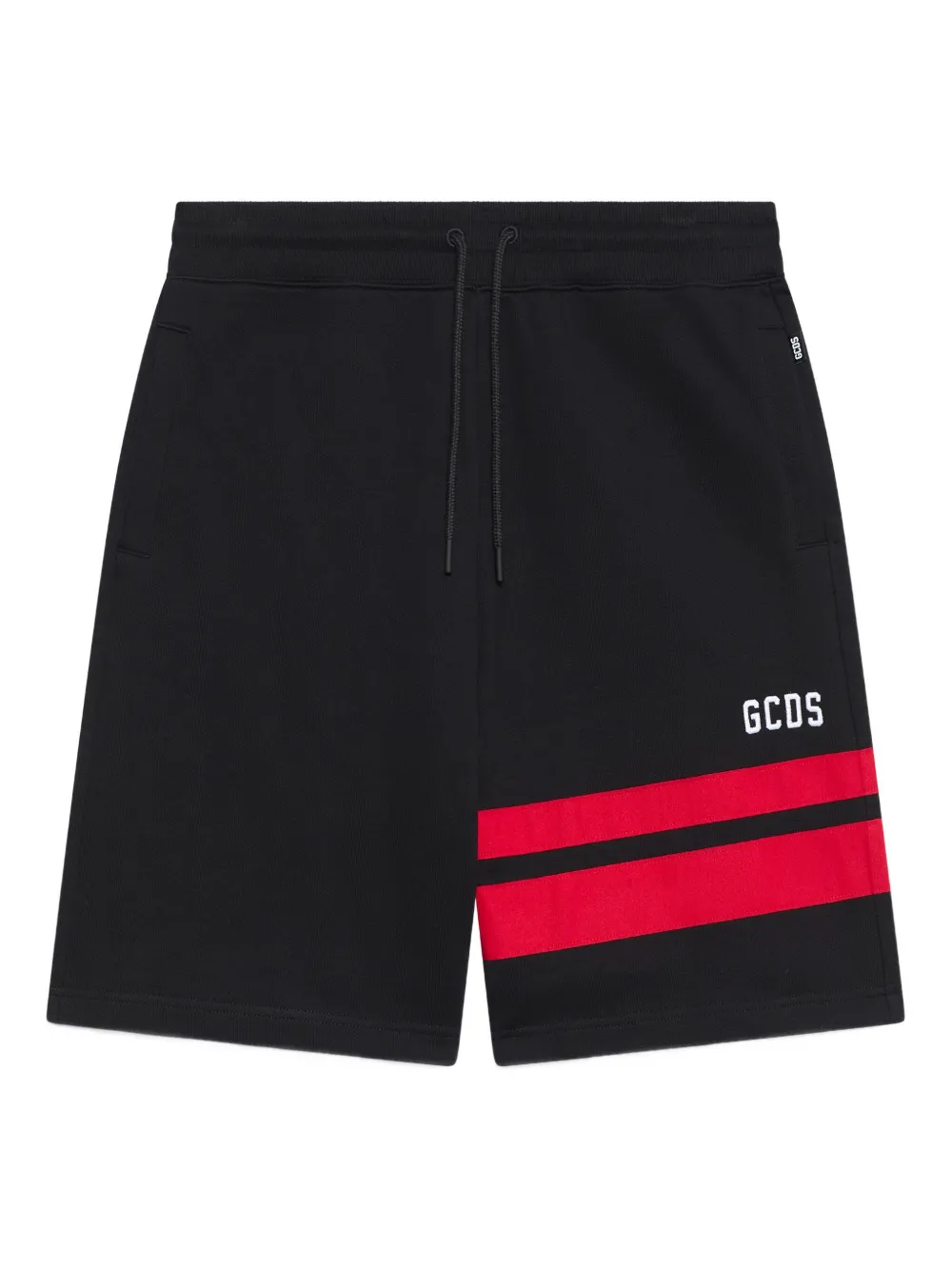 GCDS stripe-detail drawstring shorts | Black | Image 1
