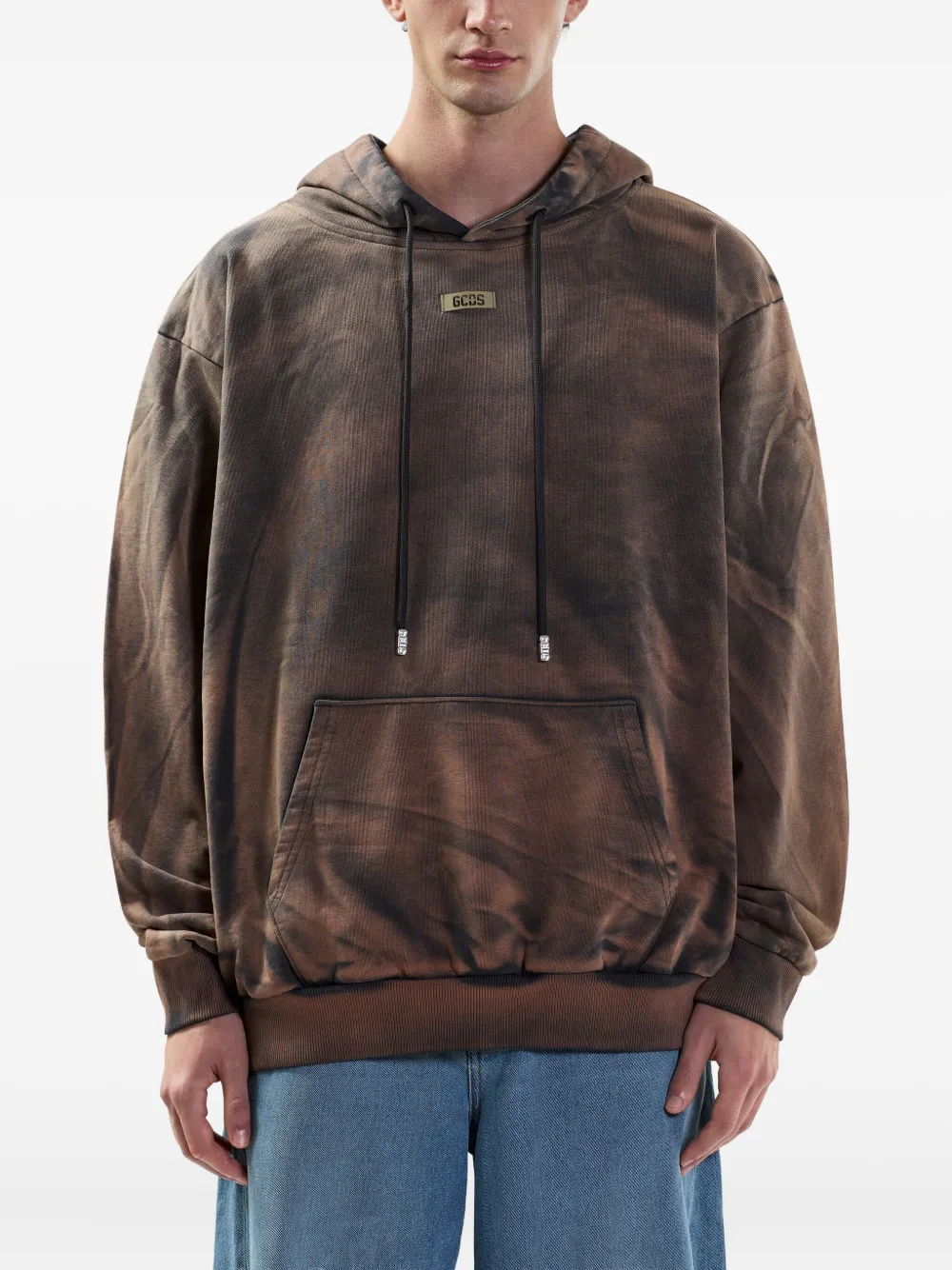 GCDS Hoodie met logopatch Bruin