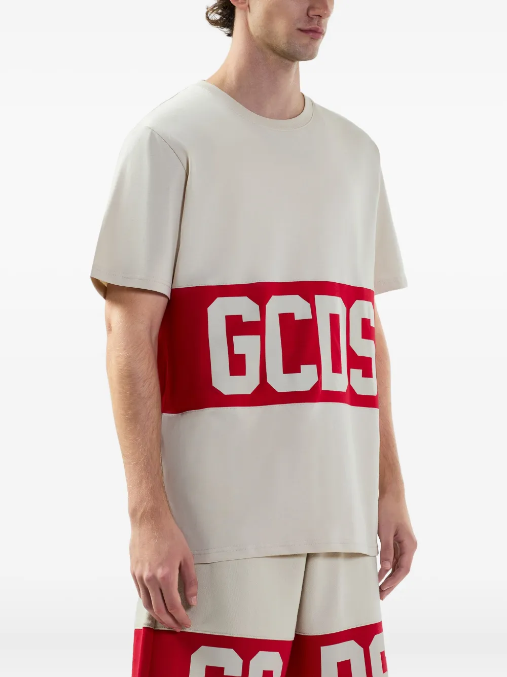 GCDS T-shirt met logodetail Beige