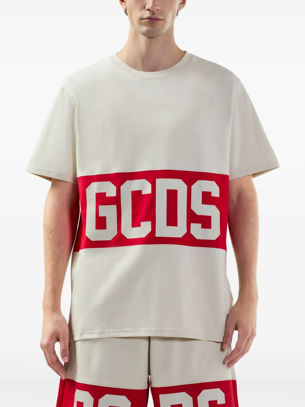 GCDS T-shirt met logodetail Beige