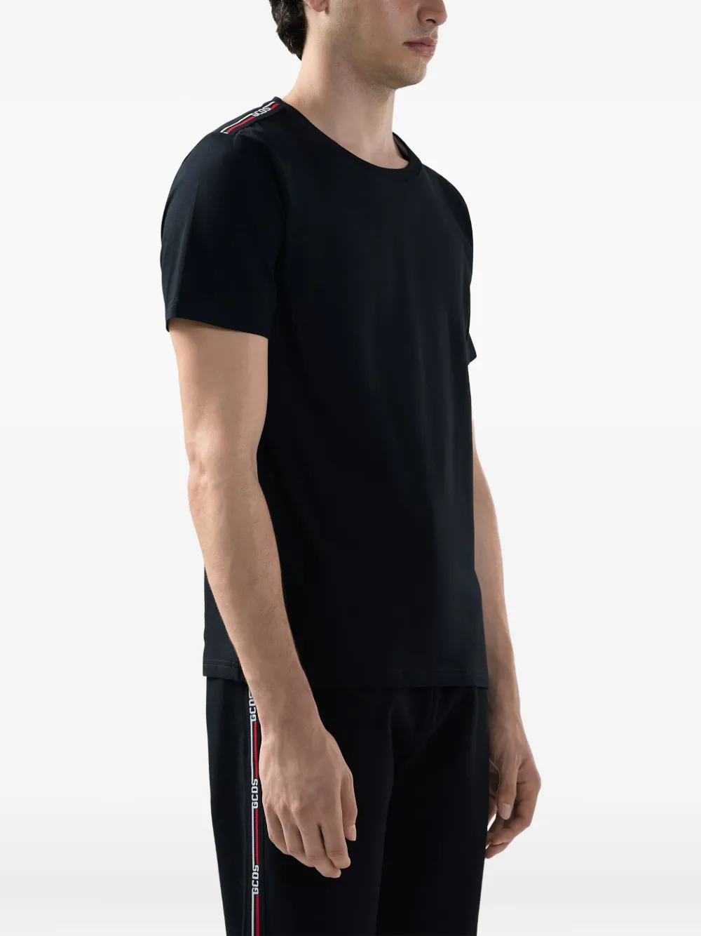 Gcds Logo Tape Stretch T-shirt In Black