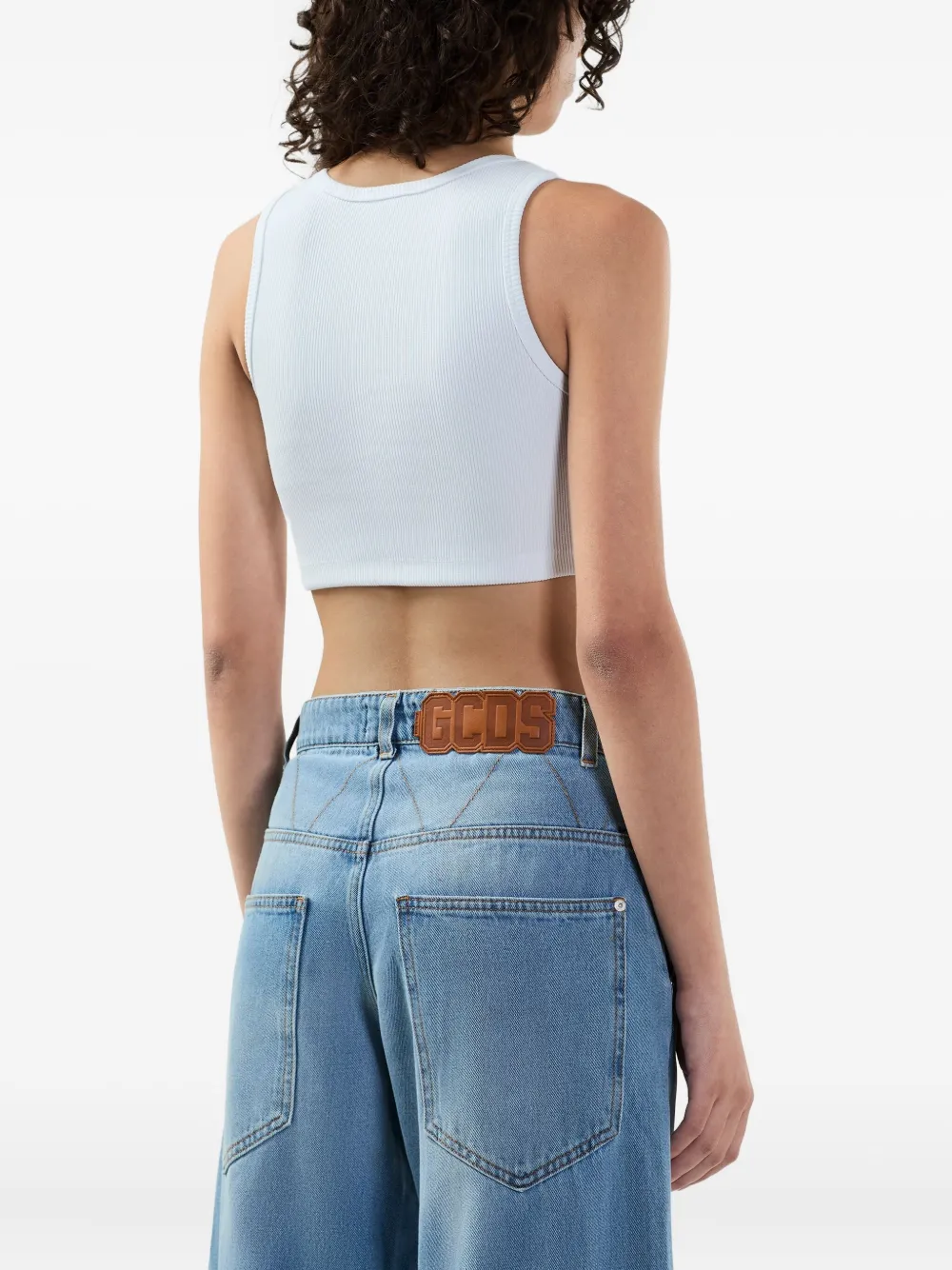 GCDS Geribbelde tanktop Wit