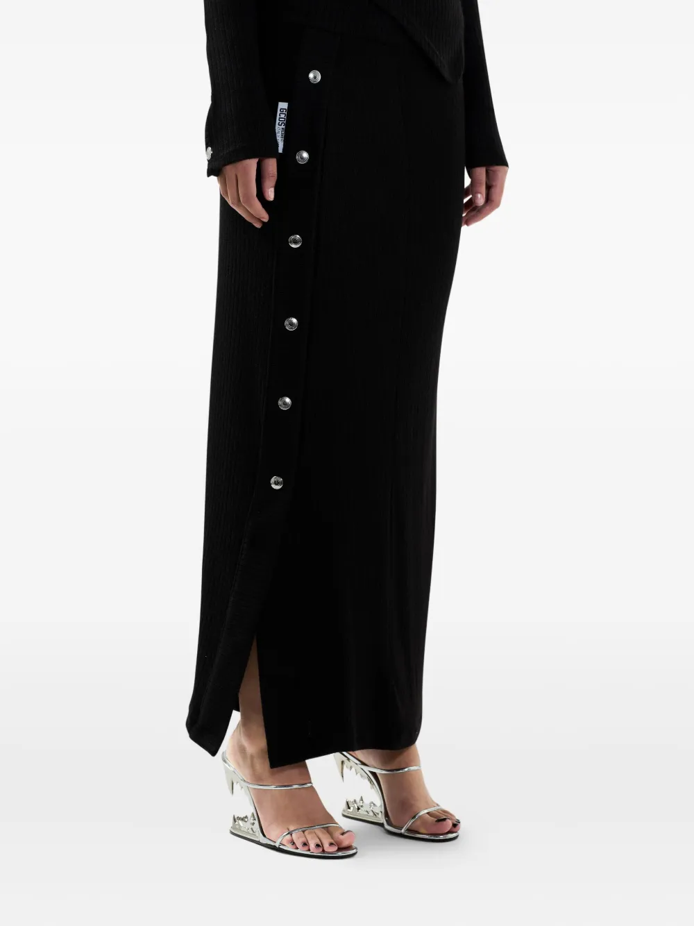 GCDS Geribbelde midi-rok Zwart