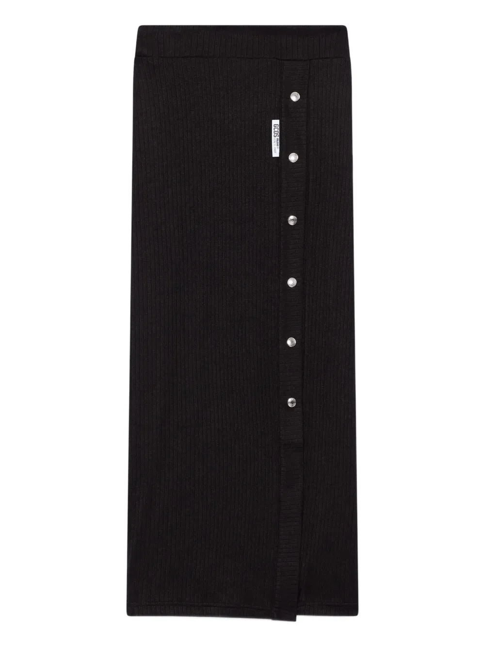 GCDS button ribbed midi skirt | Black | Image 1