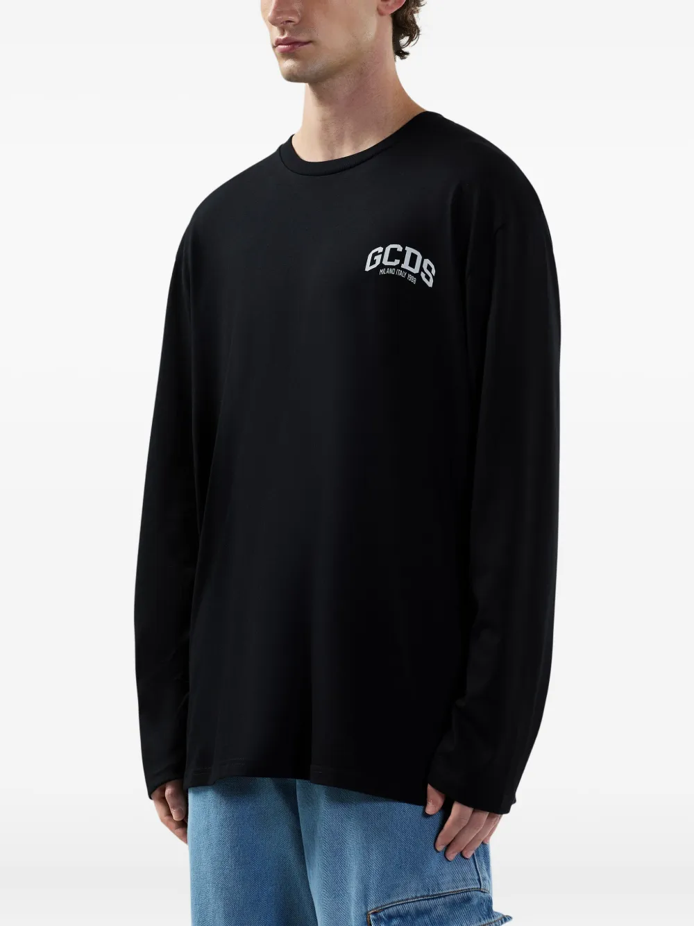 GCDS T-shirt met ronde hals en lange mouwen Zwart