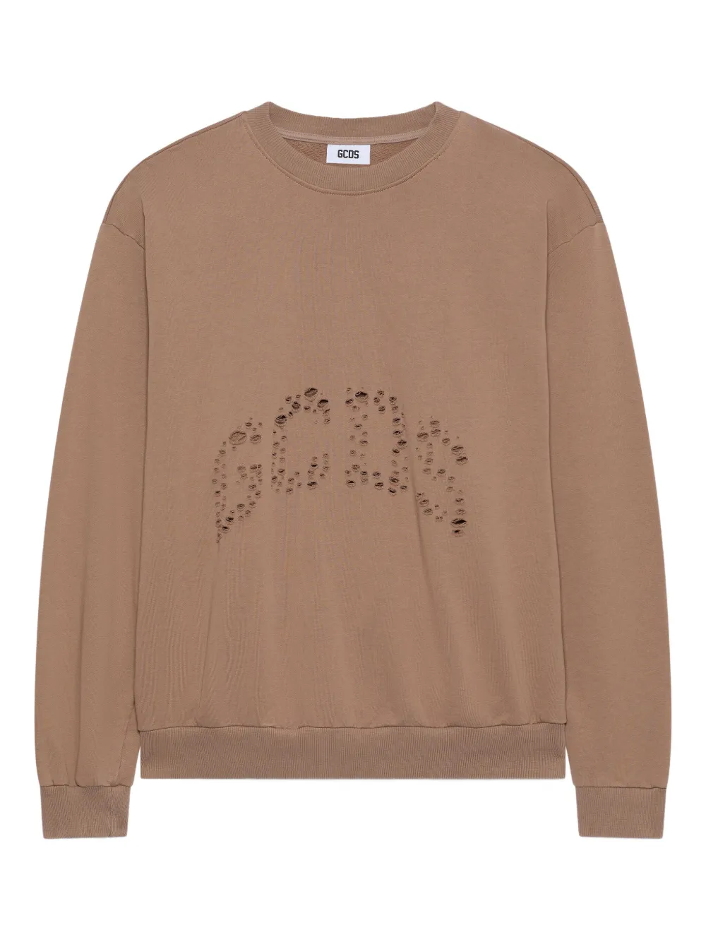 GCDS sudadera de algodón con efecto envejecido | marrón | Image 1