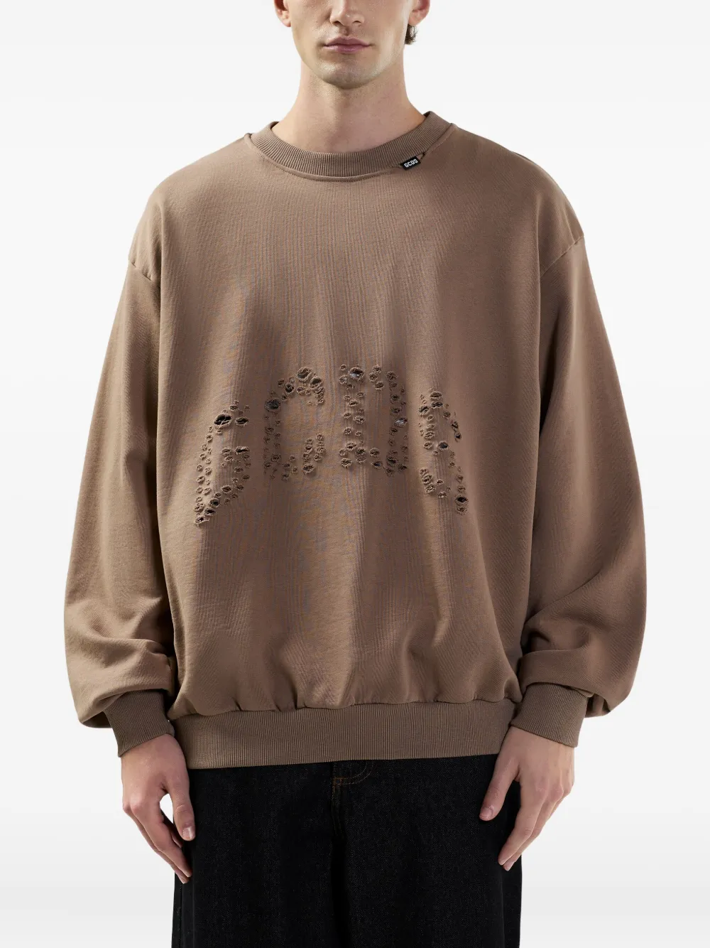 GCDS Gerafelde katoenen sweater Beige