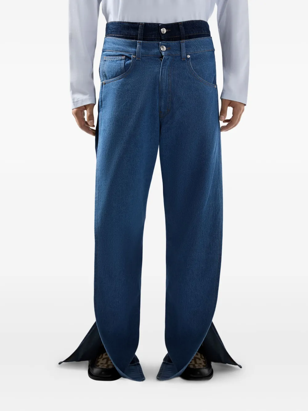 Gcds Split Leg Trousers In Blue