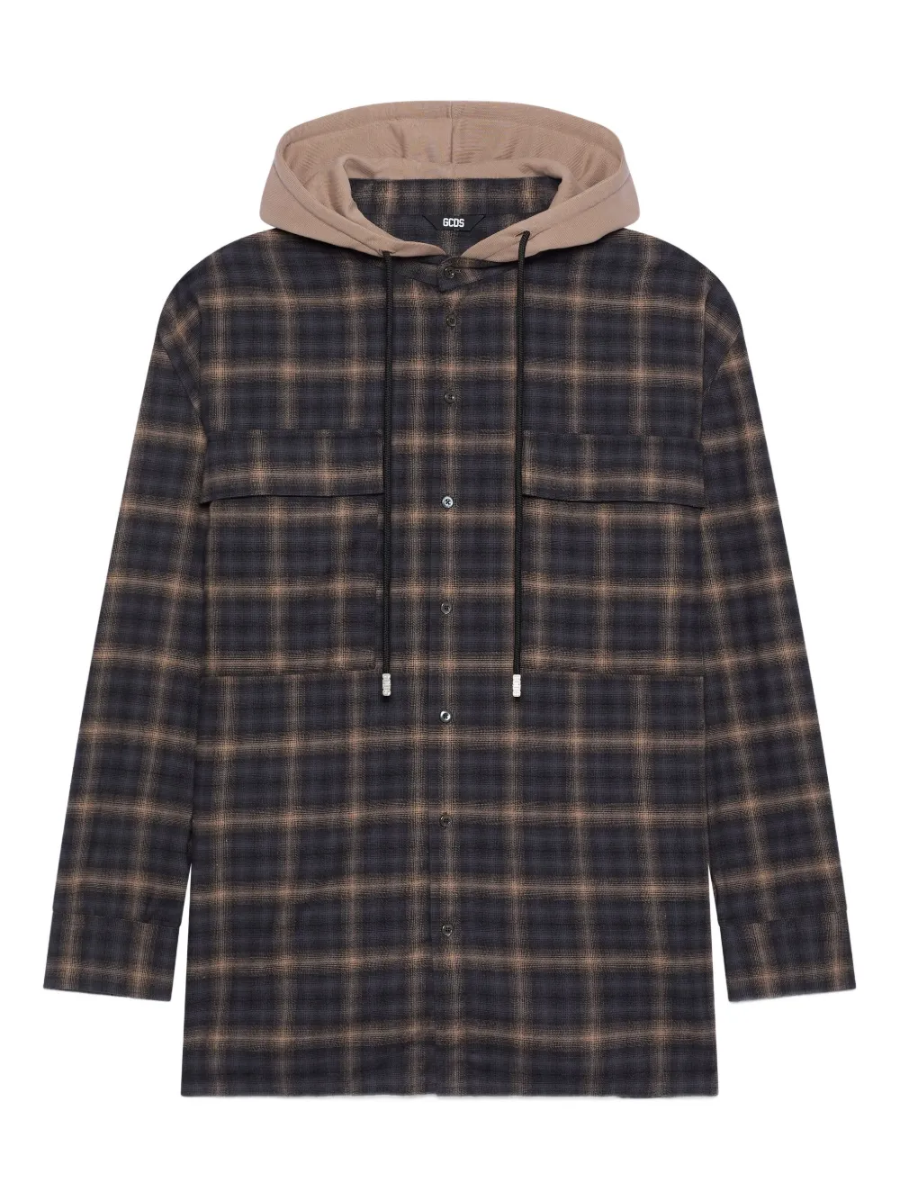 GCDS camisa con cuadros estampados y capucha | neutro | Image 1