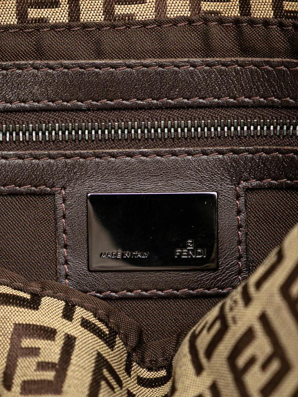 Pre-owned Fendi 20th Century Zucchino Canvas Double Flap Mamma Shoulder Bag In Brown