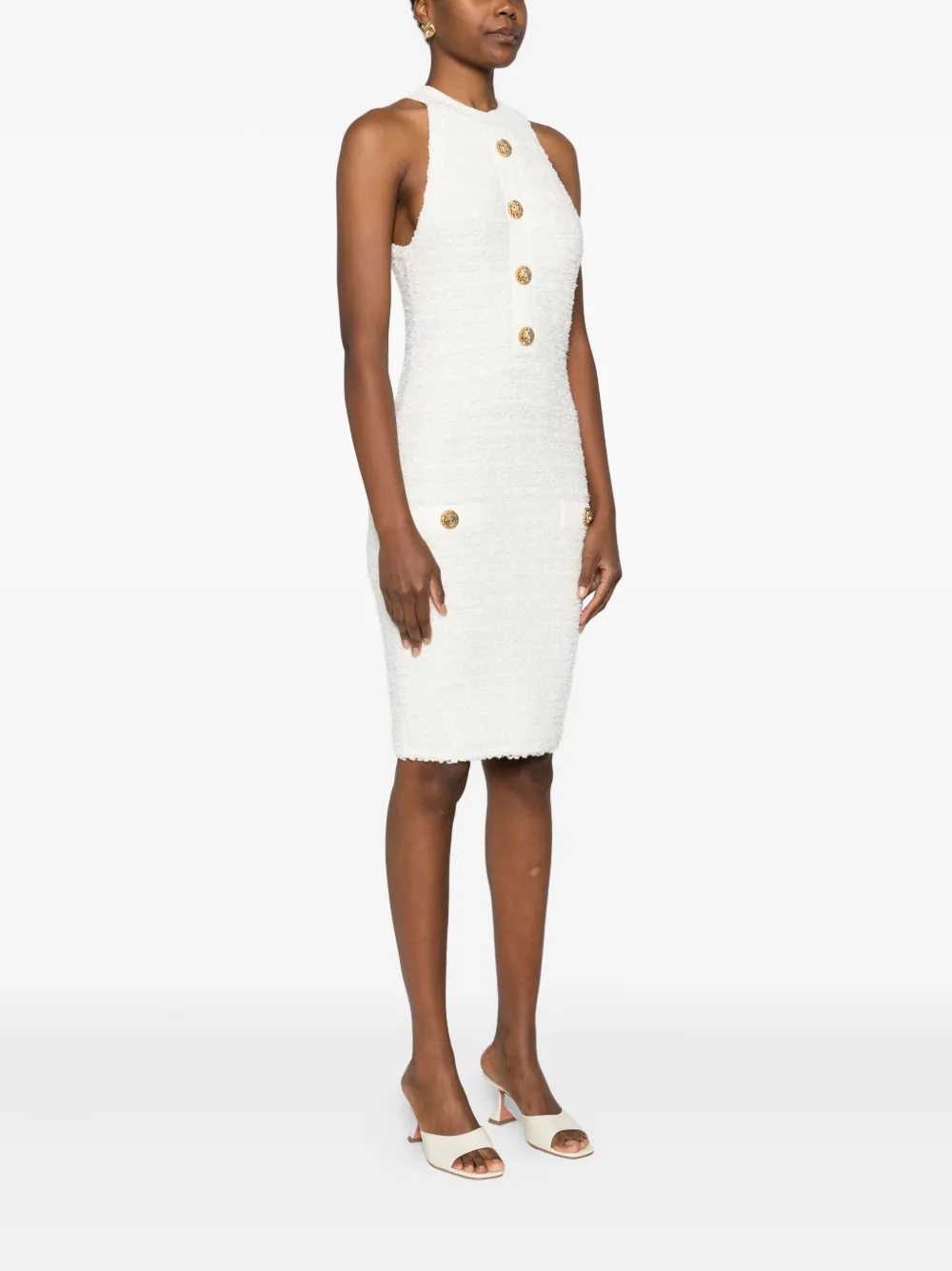 Balmain Mini-jurk met knoopdetail Wit