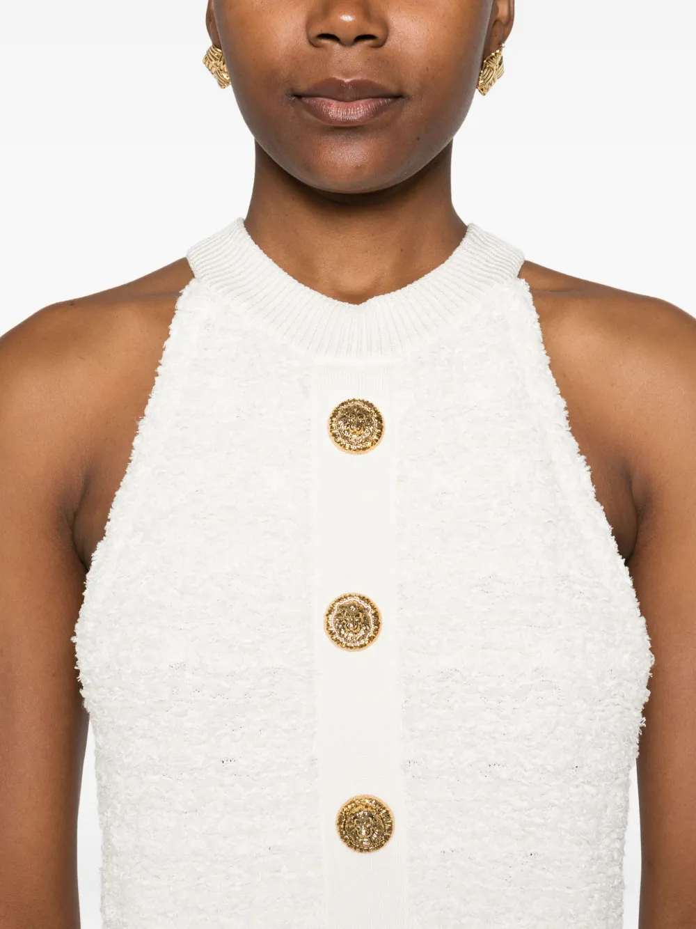 Balmain Mini-jurk met knoopdetail Wit