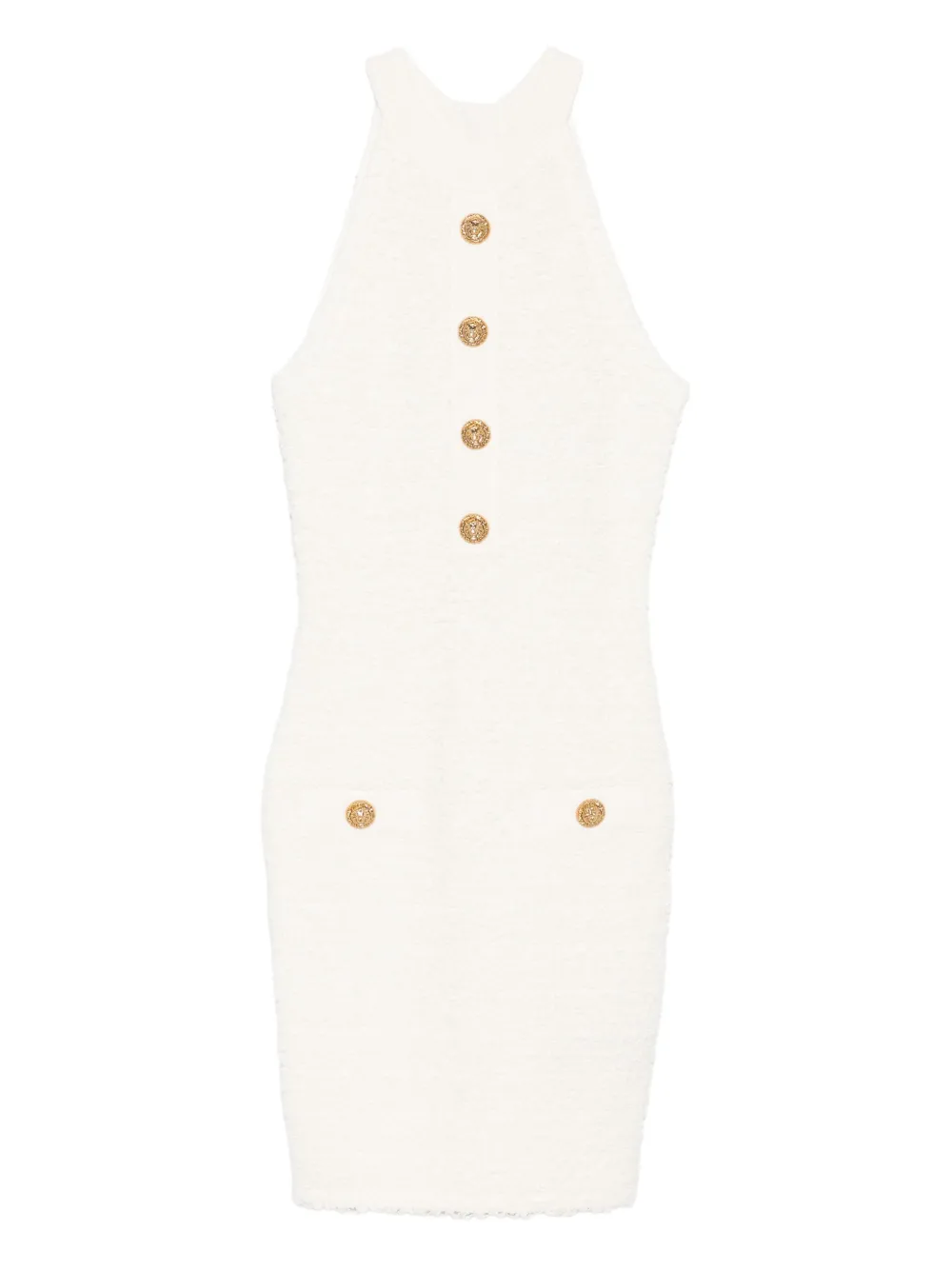 Balmain Button-detail Mini Dress In White