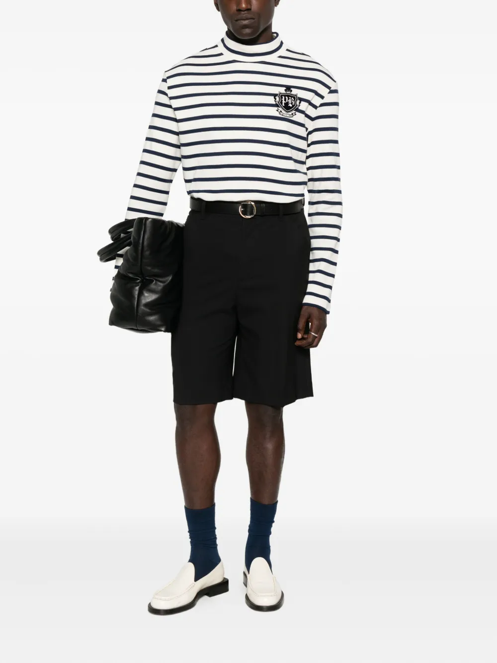 Balmain Gestreept T-shirt met lange mouwen - Wit