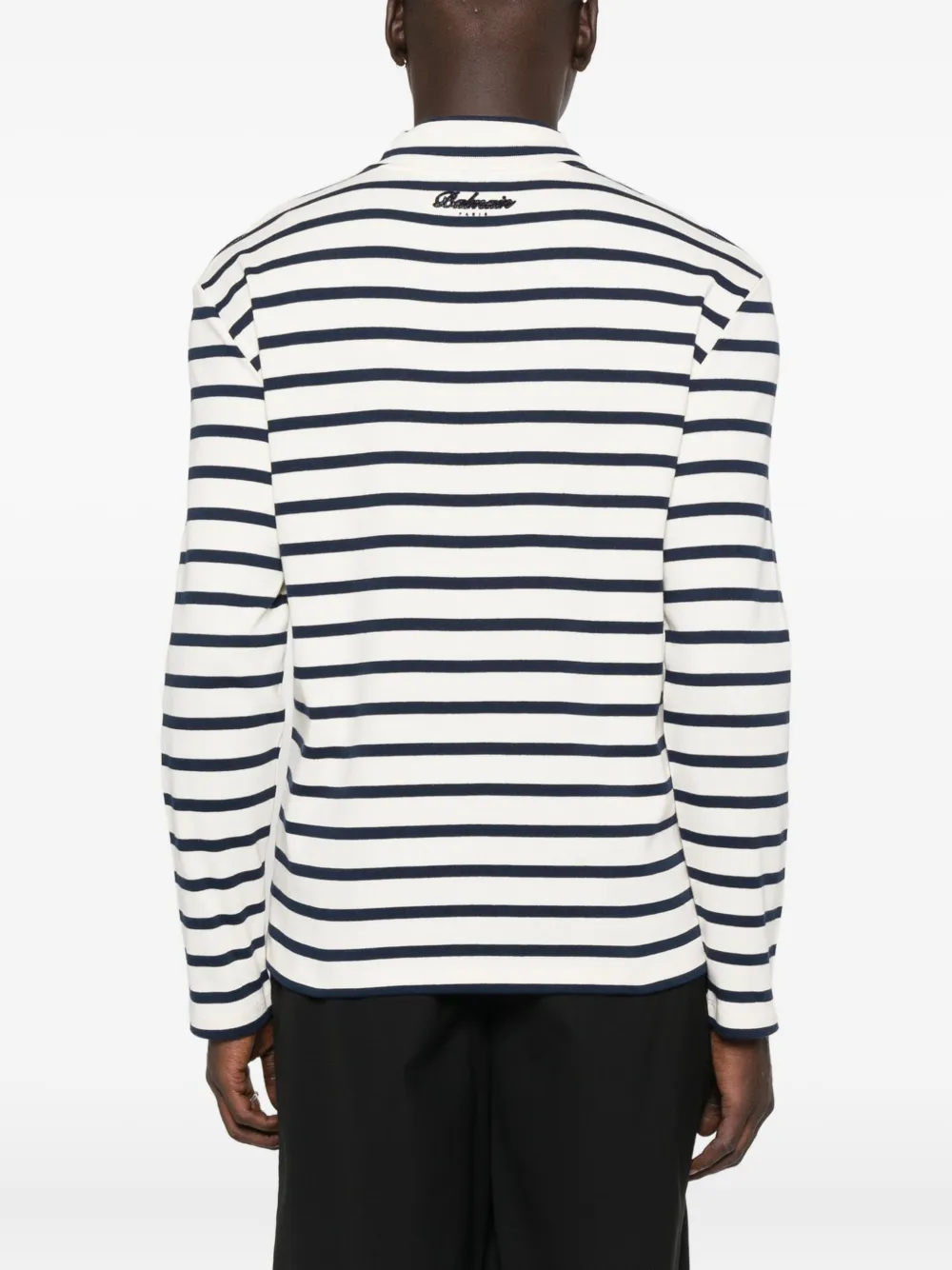 Balmain Striped Long-sleeve T-shirt In White