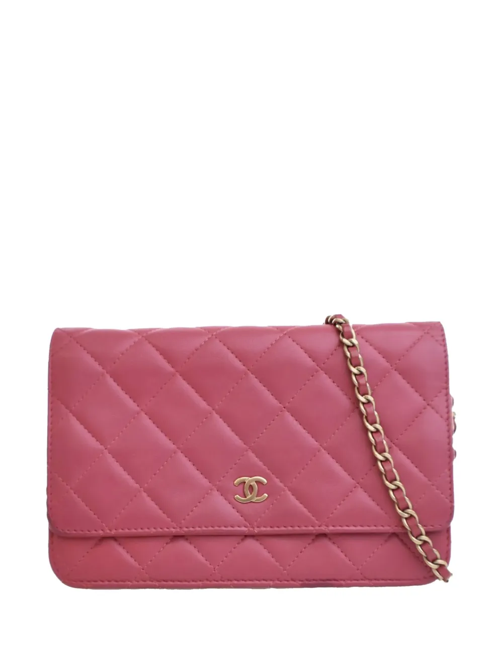 CHANEL Pre-Owned 2013-2014 Classic Lambskin Wallet on Chain crossbody bag | Pink | Image 1