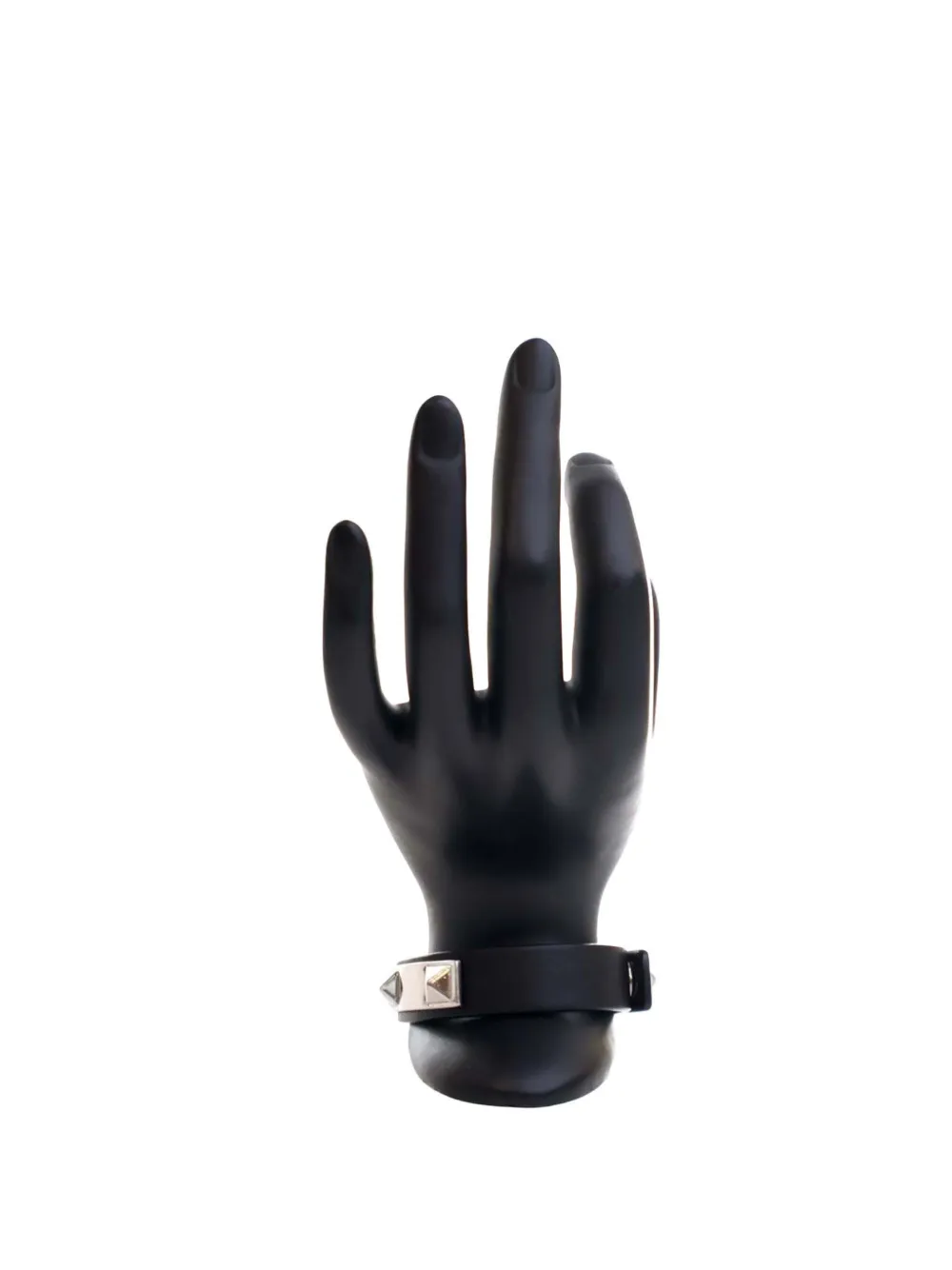 Pre-owned Valentino Garavani 2010-2025 Leather Rockstud Bracelet Costume Bracelet In Black