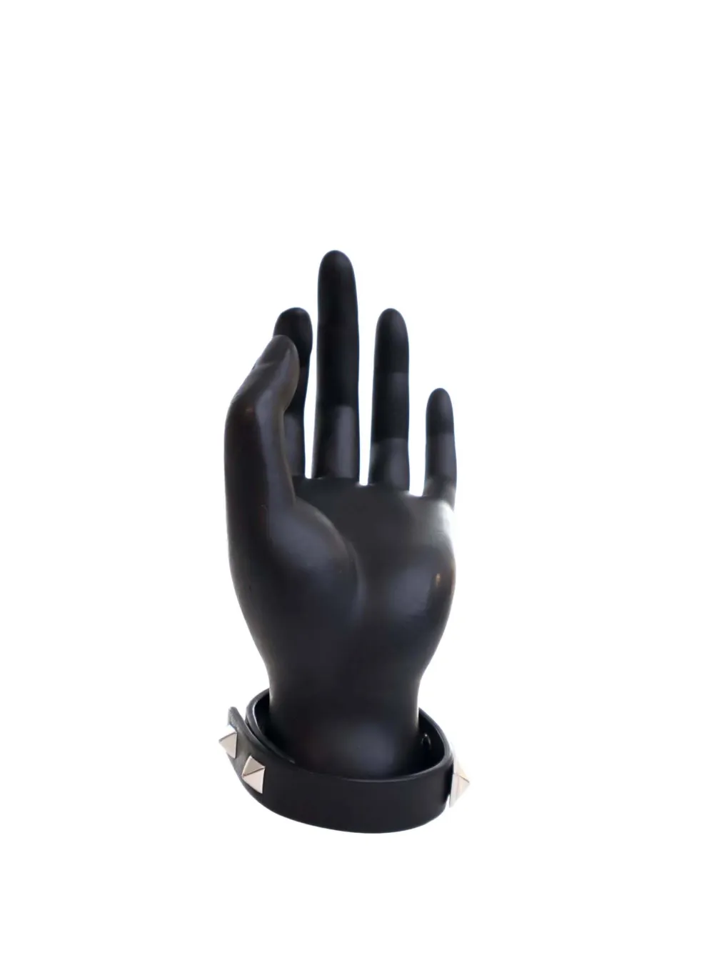 Pre-owned Valentino Garavani 2010-2025 Leather Rockstud Bracelet Costume Bracelet In Black