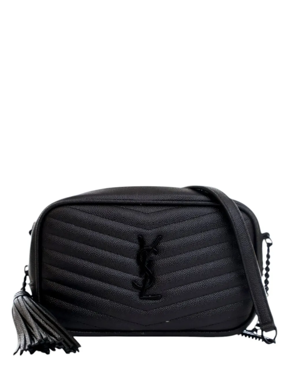 Saint Laurent Pre-Owned 2022 Mini Grain de Poudre Monogram Monochrome Lou Camera Bag crossbody bag | Black | Image 1