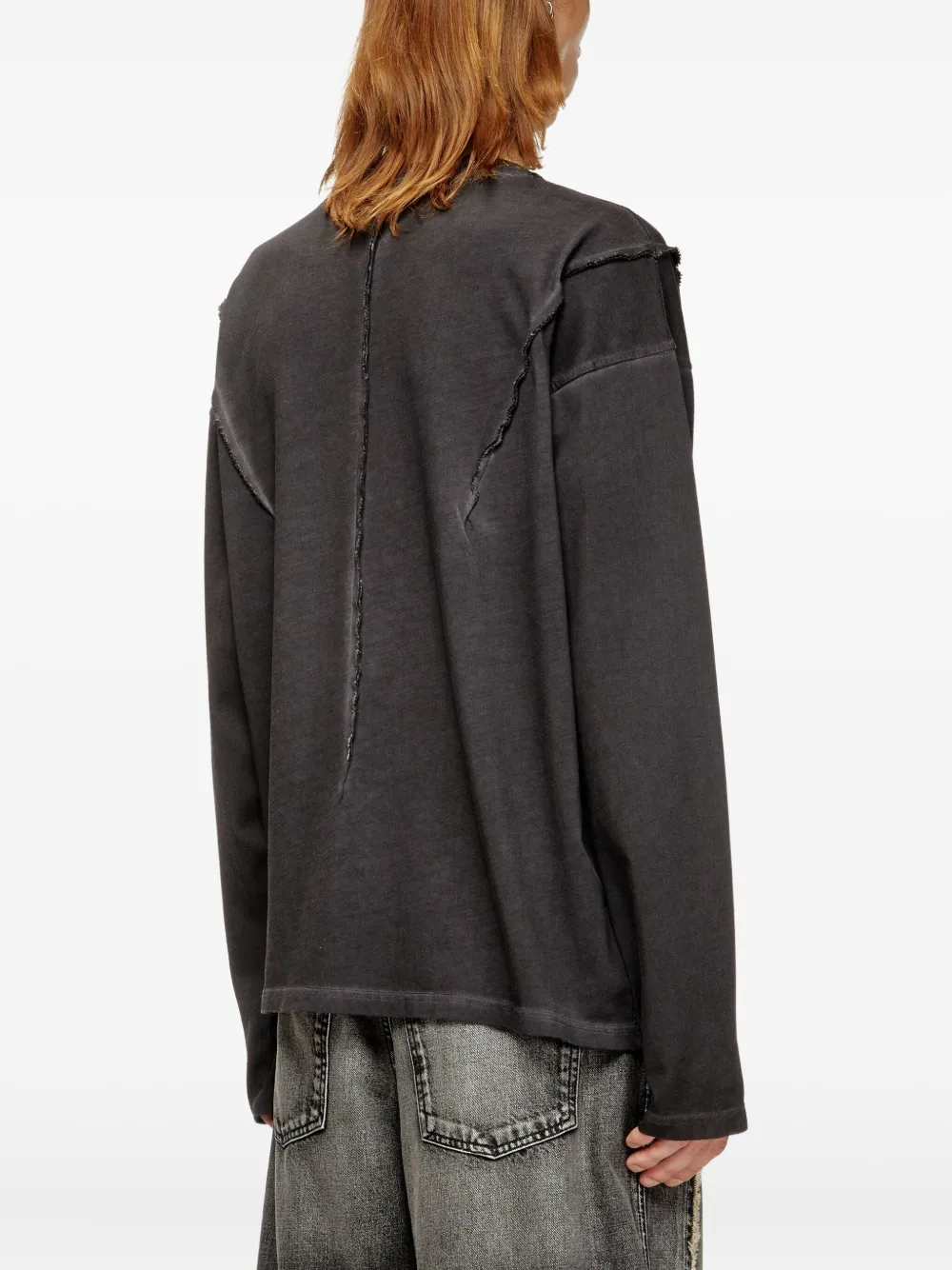 Diesel X Thug Club Logo-plaque Frayed-detail T-shirt In Black