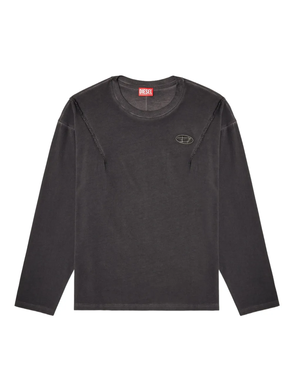 Diesel x Thug Club logo-plaque frayed-detail T-shirt | Black | Image 1