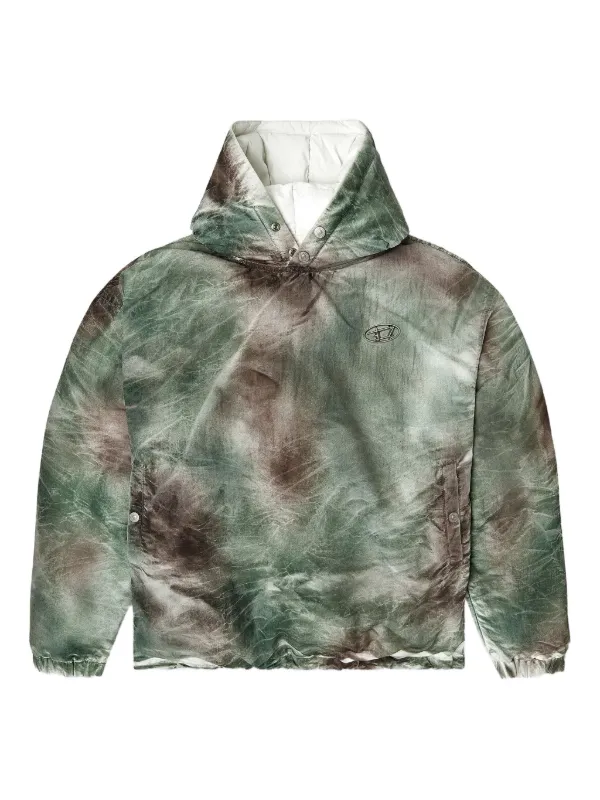 Diesel x Thug Club tie-dye Hooded Puffer Jacket Green