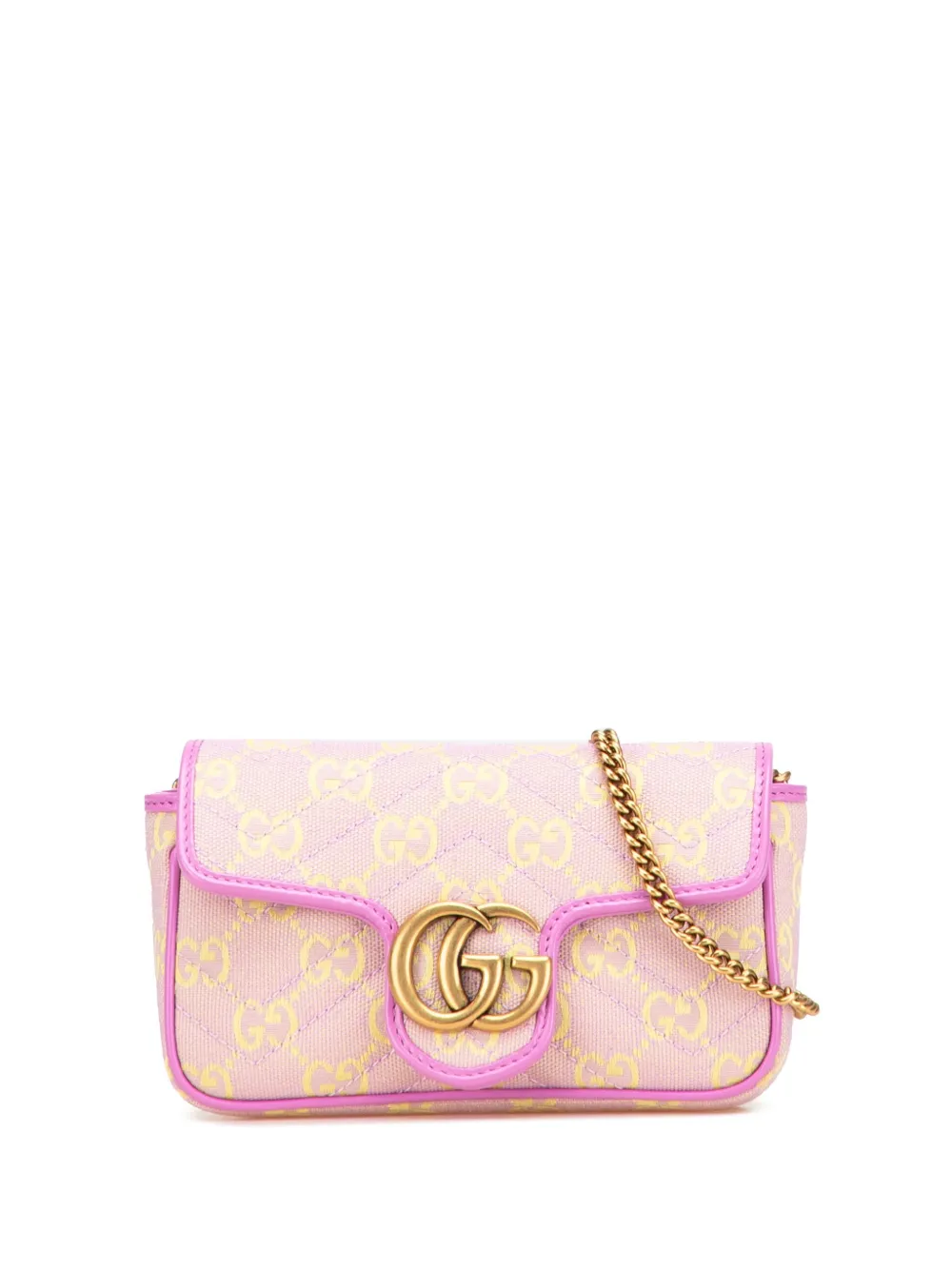 Gucci Pre-Owned 2016-2025 スーパーミニ GGマーモント マテラッセ キャンバスフラップ ショルダーバッグ - Gucci Pre-Owned 2016-2025 スーパーミニ GGマーモント マテラッセ キャンバスフラップ ショルダーバッグ -