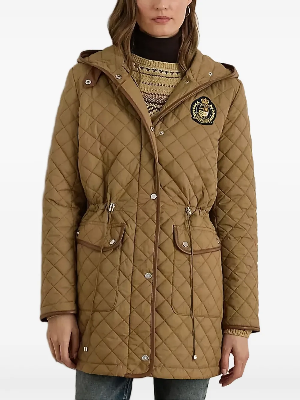Lauren Ralph Lauren キルティング フーデッドジャケット - ブラウン Lauren Ralph Lauren キルティング フーデッドジャケット - ブラウン